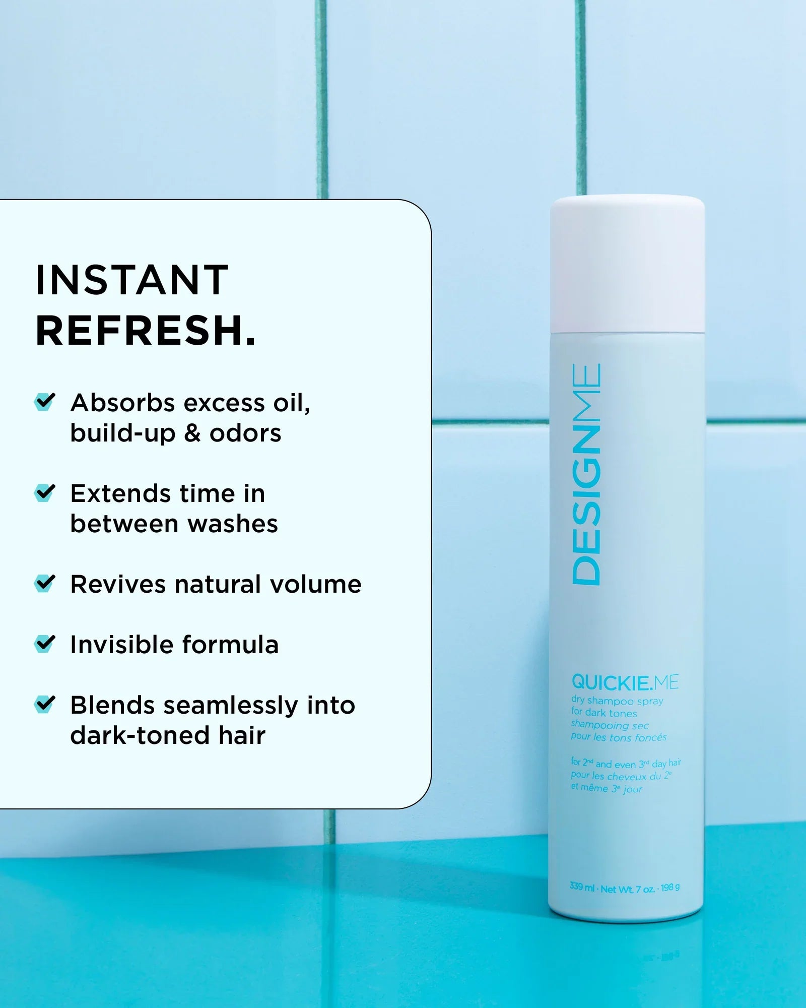 DesignMe Quickie.Me Dry Shampoo Spray For Dark Tones 339ml - AtsiHairSupplies