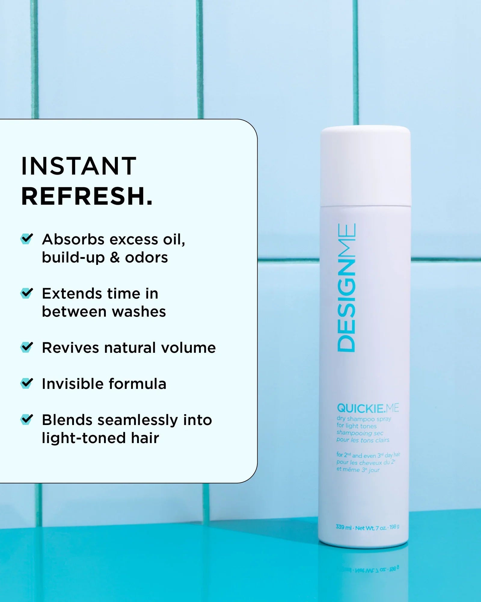 DesignMe Quickie.Me Dry Shampoo Spray For Light Tones 339ml - AtsiHairSupplies