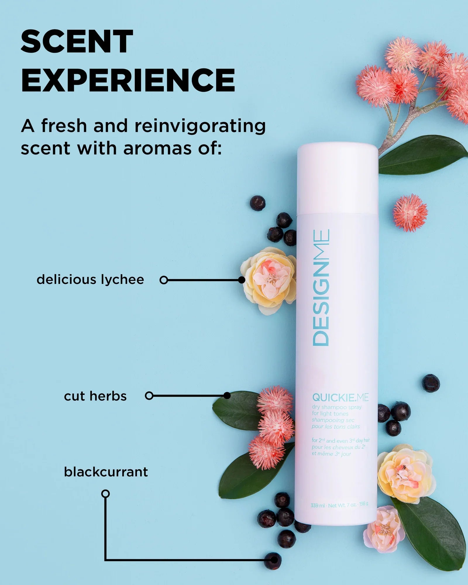 DesignMe Quickie.Me Dry Shampoo Spray For Light Tones 339ml - AtsiHairSupplies