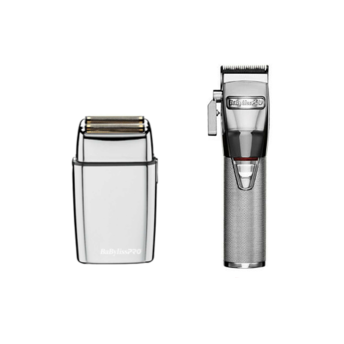 Babyliss Pro FX Metal Double Foil Shaver & PRO FX Lithium Clipper FX870S - Silver - Bundle - AtsiHairSupplies