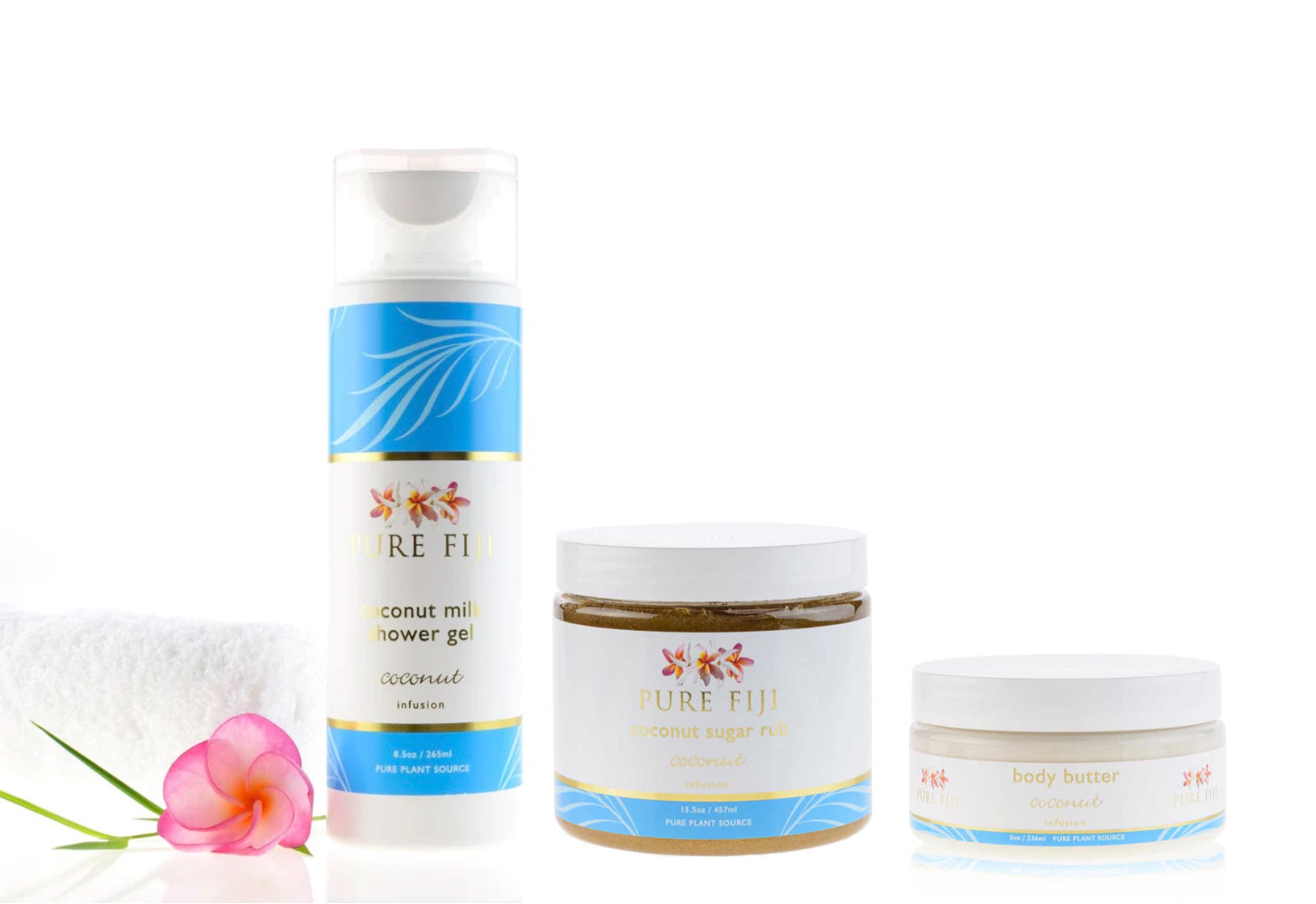 PURE FIJI TRIO - SHOWER GEL / SUGAR RUB / BODY BUTTER - AtsiHairSupplies