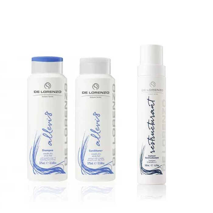 De Lorenzo Smooth Out Frizz Repair Allevi8 Shampoo Conditioner Restructurant - AtsiHairSupplies
