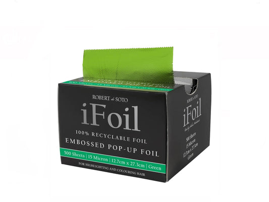 Robert de Soto iFoil Embossed Pop Up Foil 15 Micron Green 500 Sheets 12.7cm x 27.3cm - AtsiHairSupplies