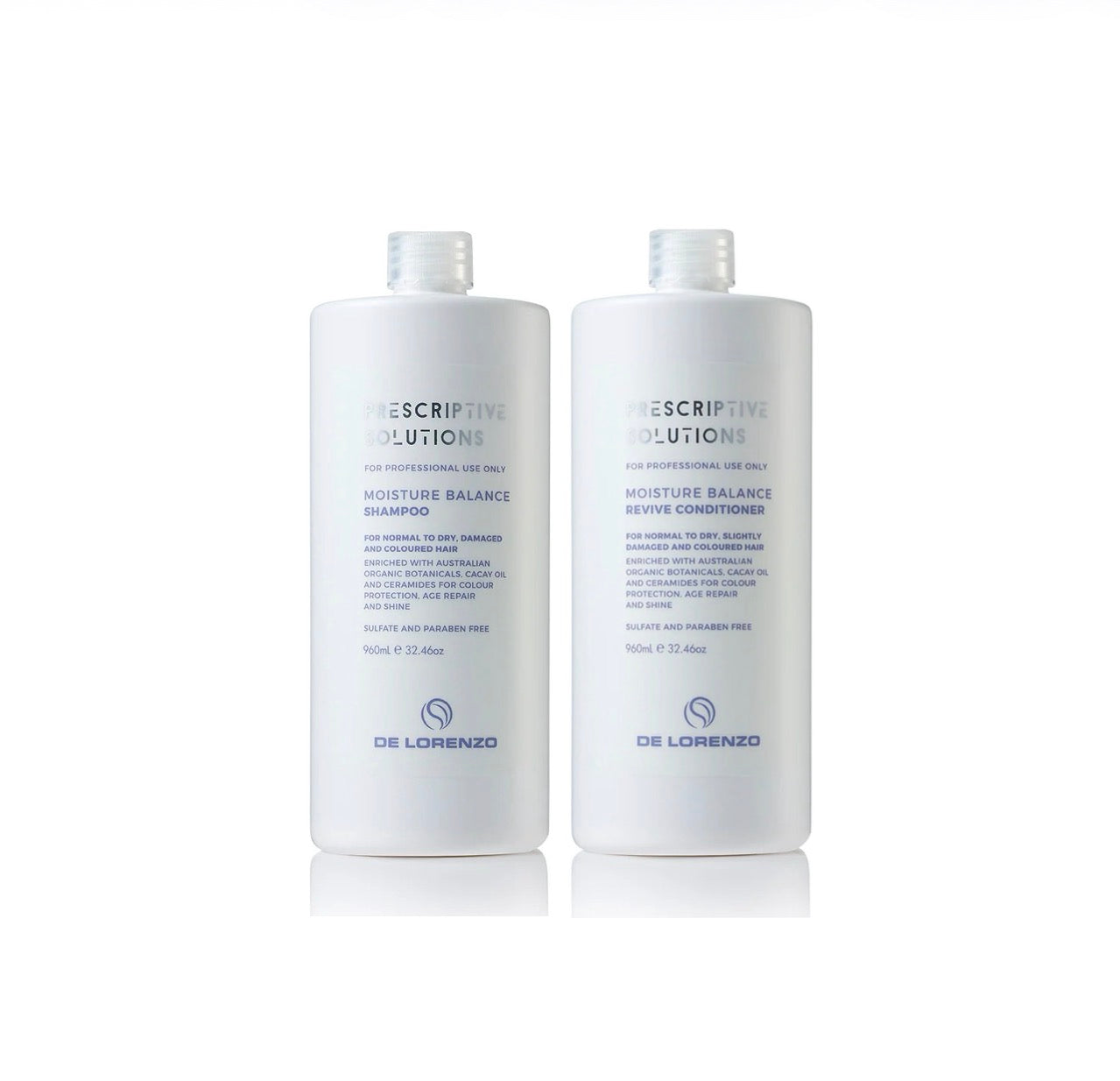DE LORENZO Prescriptive Solutions Moisture Balance Shampoo & Revive Conditioner 2x960ml - AtsiHairSupplies