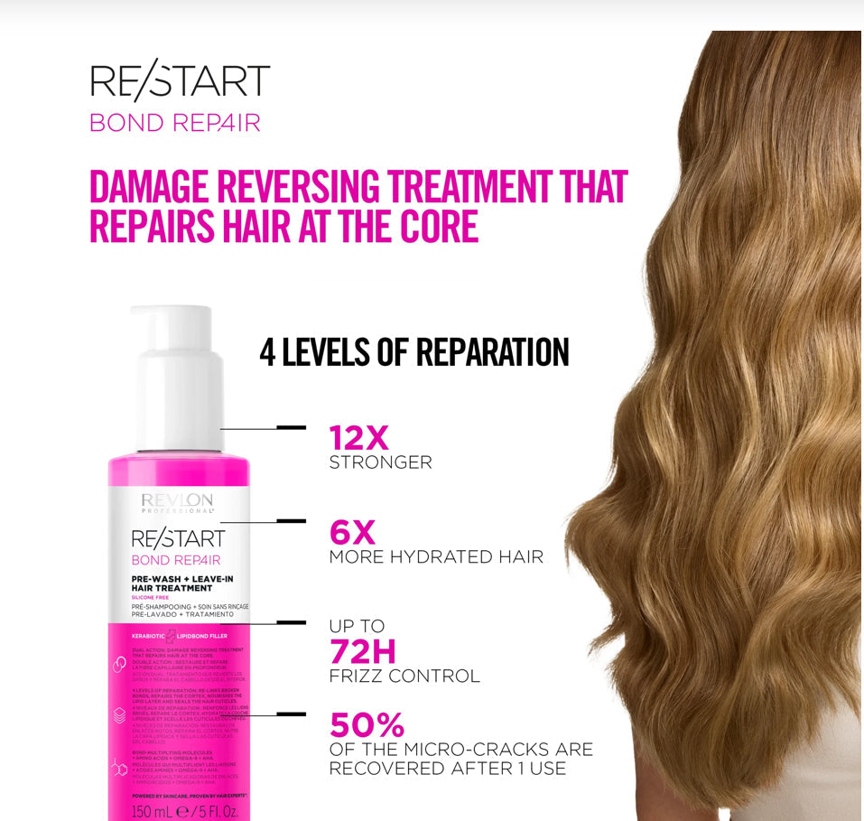 REVLON PROFESSIONAL RE/START BOND REPAIR PRE-WASH + LEAVE-IN HAIR TREATMENT 150ml - AtsiHairSupplies