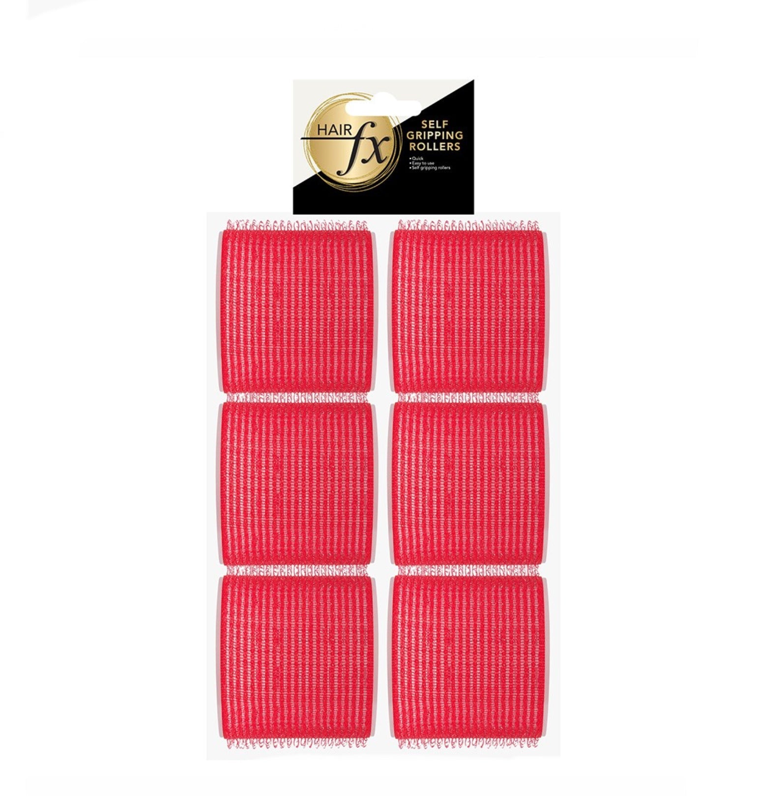 HAIR FX - Self Gripping Velcro Rollers 70mm 6pk - Red - AtsiHairSupplies