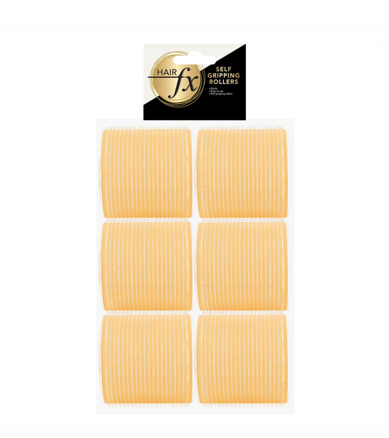 HAIR FX - Self Gripping Velcro Rollers 64mm 6pk - Yellow - AtsiHairSupplies