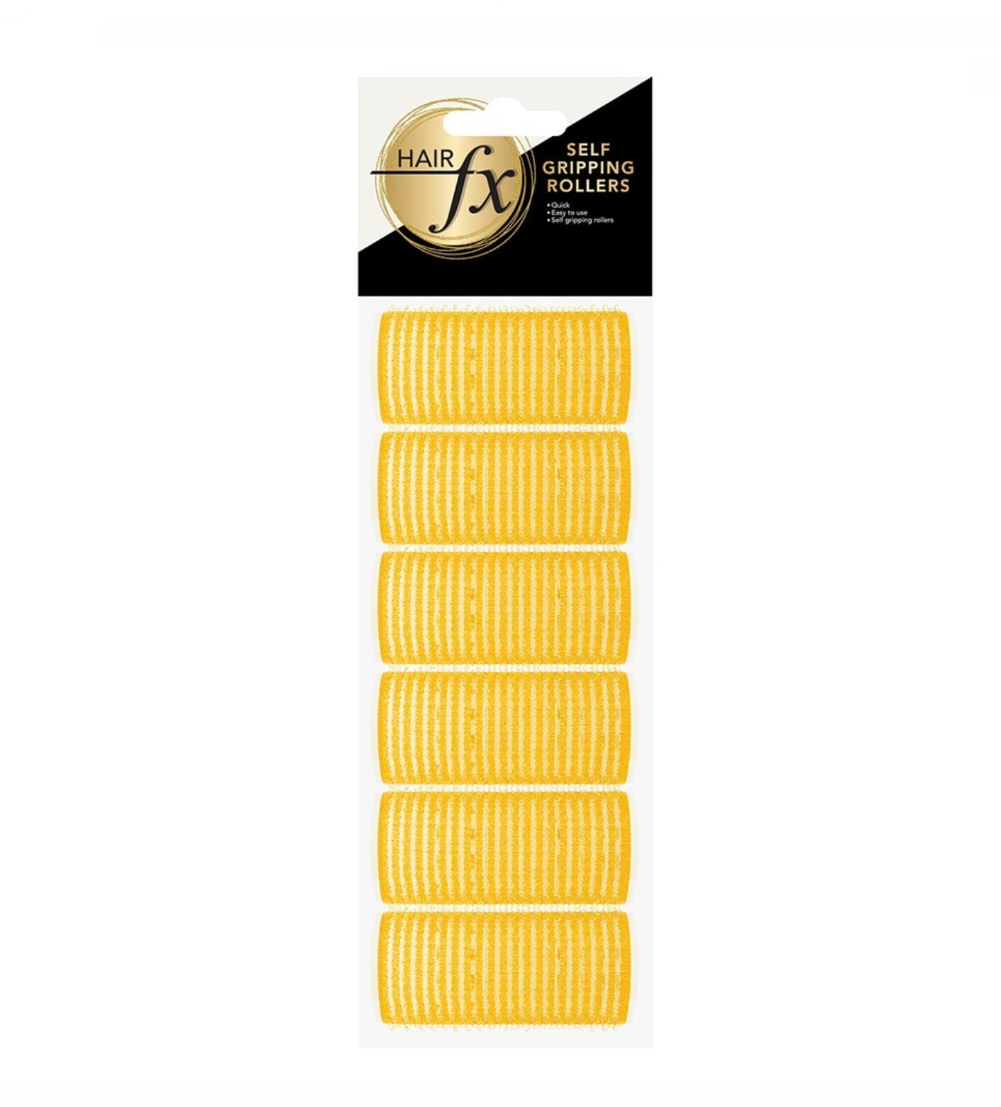 HAIR FX - Self Gripping Velcro Rollers 33mm 12pk - Yellow - AtsiHairSupplies