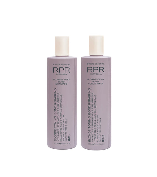 RPR PROFESSIONAL BLONDES WHO BOND SHAMPOO & CONDITIONS 2x300ML - AtsiHairSupplies