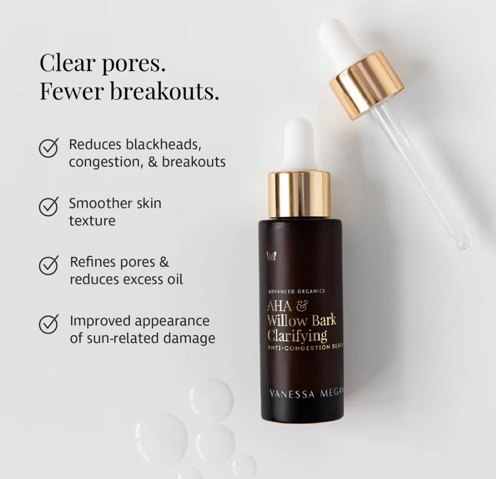 VANESSA MEGAN AHA & WILLOW BARK CLARIFYING - ANTI-CONGESTION SERUM 30ml - AtsiHairSupplies