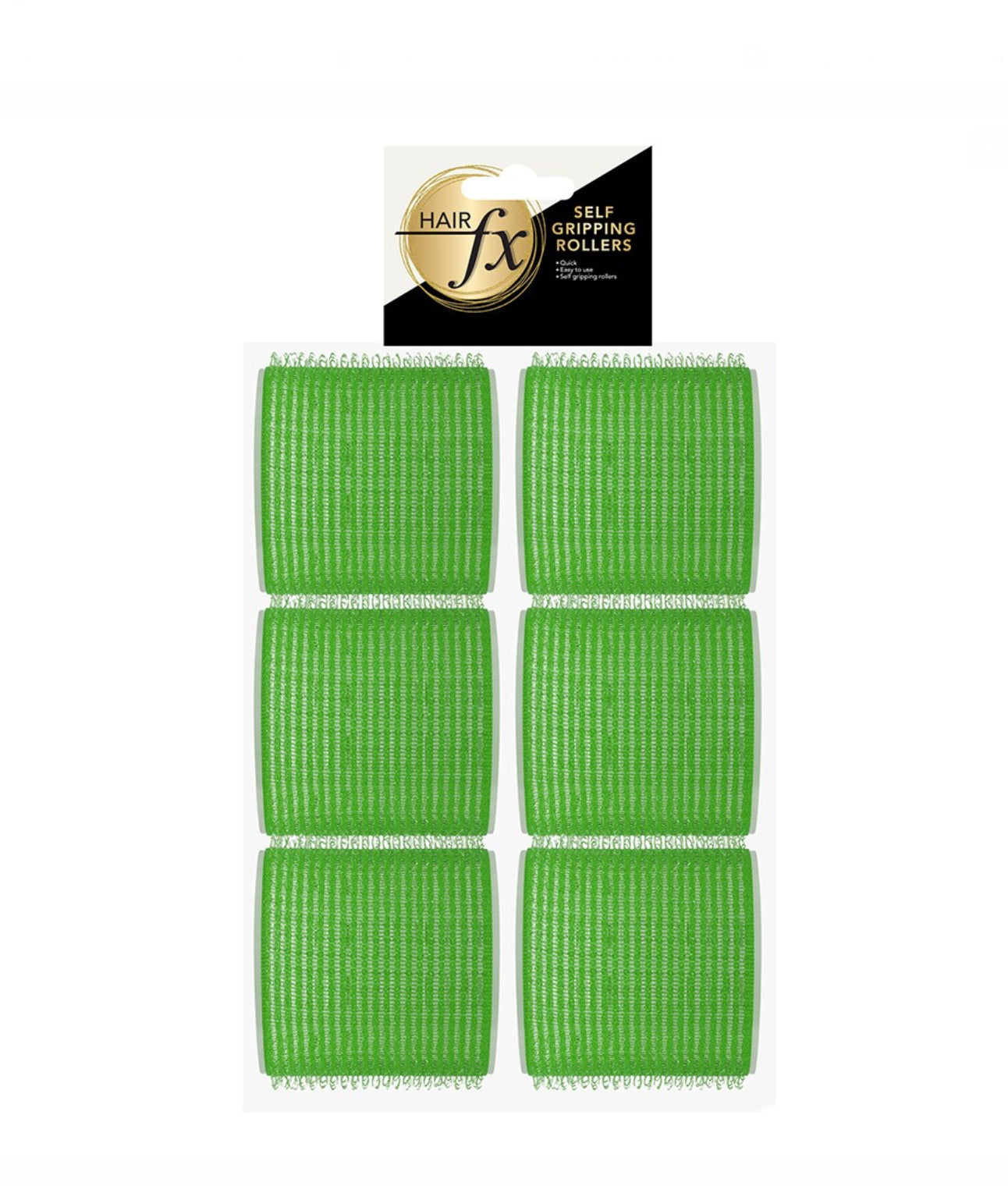 HAIR FX - Self Gripping Velcro Rollers 60mm 6pk - Green - AtsiHairSupplies