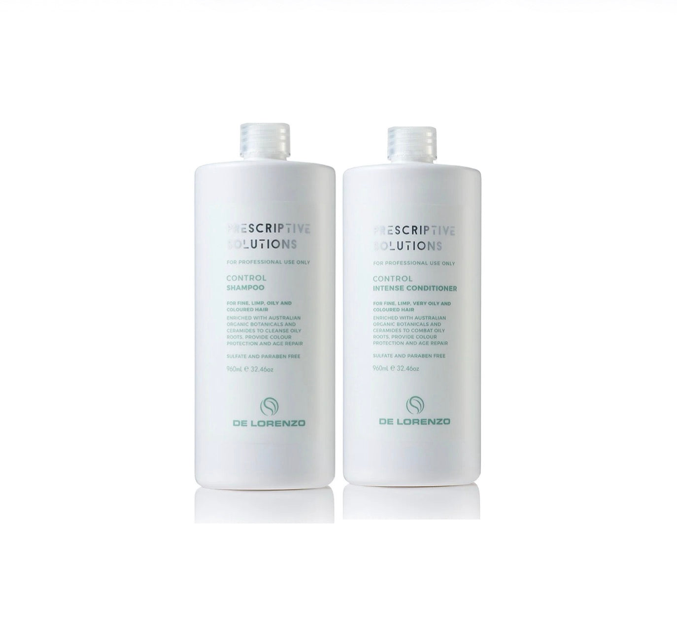 DE LORENZO Prescriptive Solutions Control Shampoo & Intense Conditioner 2x960ml - AtsiHairSupplies