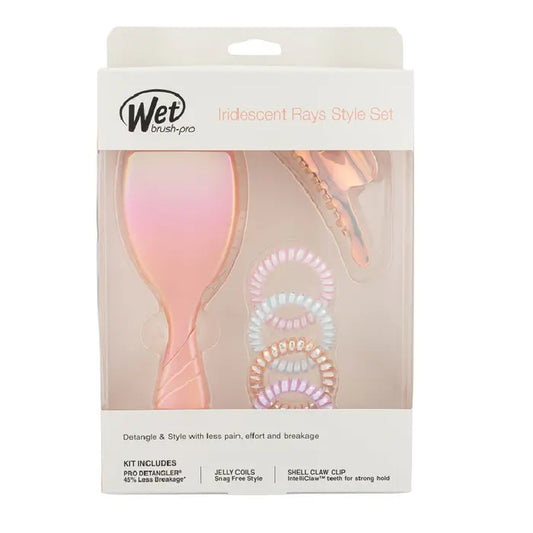 Wet brush Pro Detangler Holographic Peach Kit - Iridescent Rays Style Set - AtsiHairSupplies