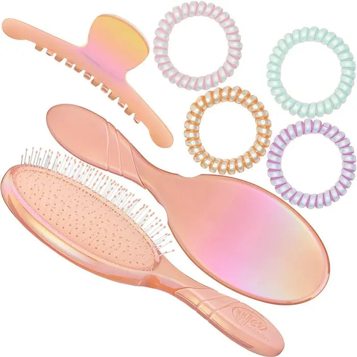 Wet brush Pro Detangler Holographic Peach Kit - Iridescent Rays Style Set - AtsiHairSupplies