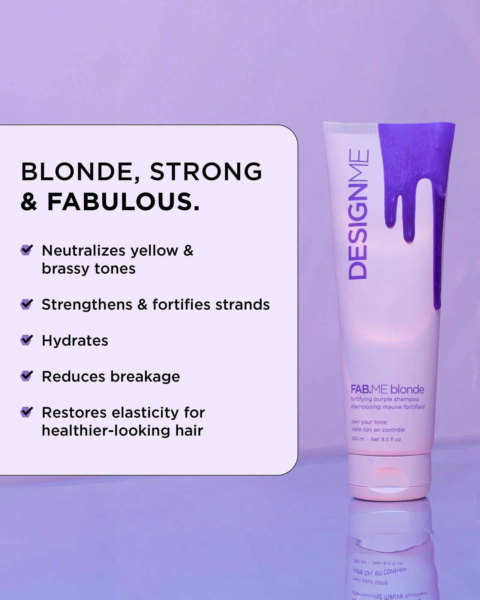 DesignMe Fab.Me Blonde Fortifying Purple Shampoo 250ml - AtsiHairSupplies