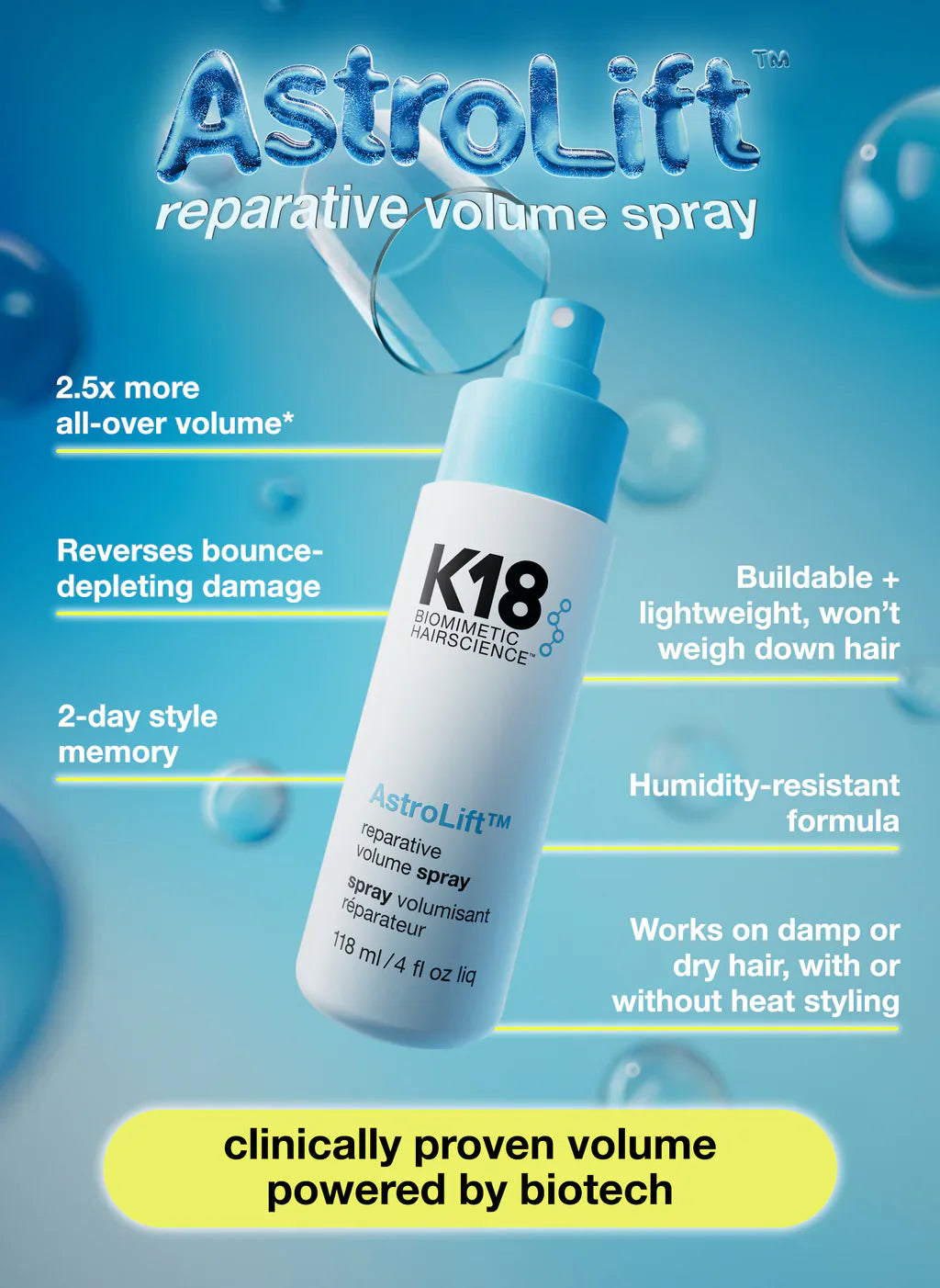 K18 AstroLift™ Reparative Volume Spray 118ml - AtsiHairSupplies