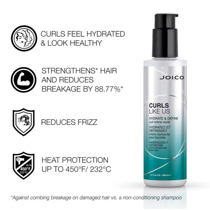 JOICO CURLS LIKE US HYDRATE & DEFINE CURL CRÈME STYLER 200ML - AtsiHairSupplies