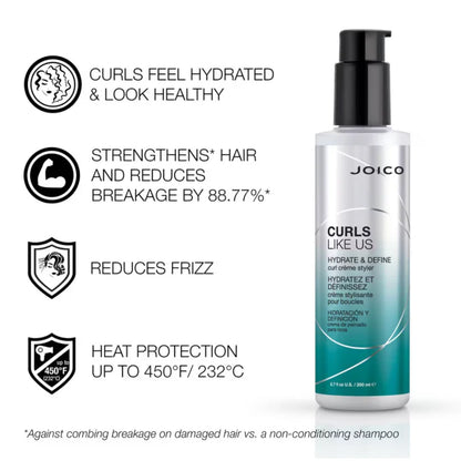 JOICO CURLS LIKE US HYDRATE & DEFINE CURL CRÈME STYLER 200ML - AtsiHairSupplies