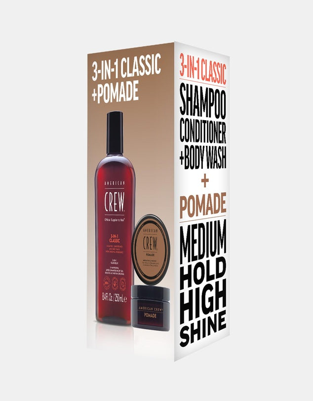 AMERICAN CREW Pomade + 3-In-1 Classic Shampoo Duo Pack - AtsiHairSupplies