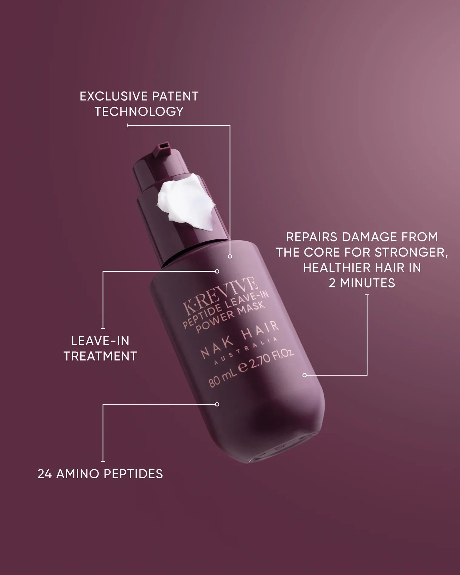 NAK HAIR K.REVIVE Peptide Leave-In Power Mask 80ml - AtsiHairSupplies