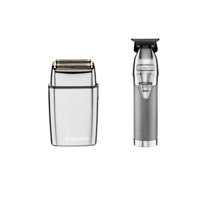 BaByliss PRO FX Lithium Outliner & FX Double Foil Shaver Silver Bundle - AtsiHairSupplies
