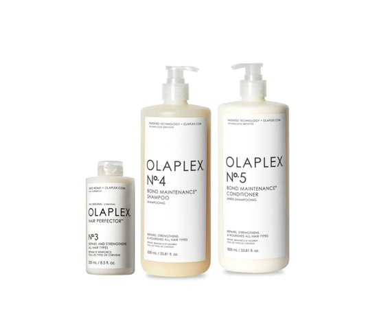 OLAPLEX TRIO 額外尺寸 Nº3 &amp; 洗髮精 Nº4 &amp; 護髮素 Nº5 250ml &amp;2x1000ml