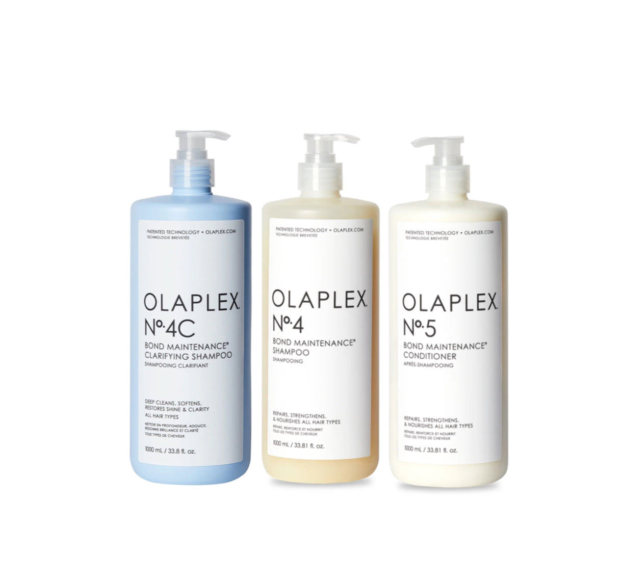 OLAPLEX TRIO SHAMPOO Nº4 & CONDITIONER Nº5  & CLARIFYING SHAMPOO Nº4C 3x1000ml - AtsiHairSupplies