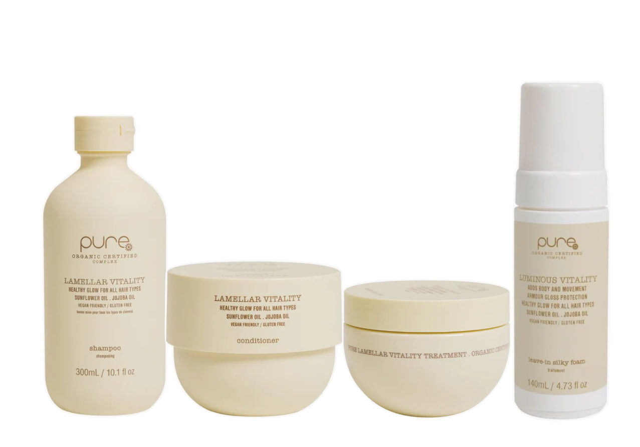 Pure LAMELLAR Shampoo, Conditioner, Mask and Luminous Leave in Silky Foam Bundle - AtsiHairSupplies