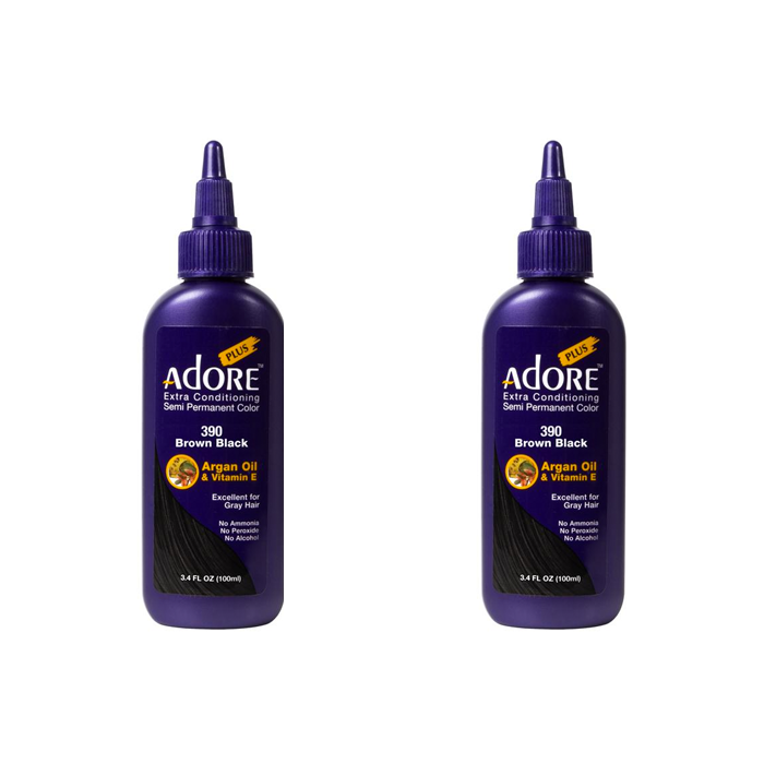 Adore Plus Semi Permanent Hair Colour Brown Black 390 Duo - 100mL - AtsiHairSupplies
