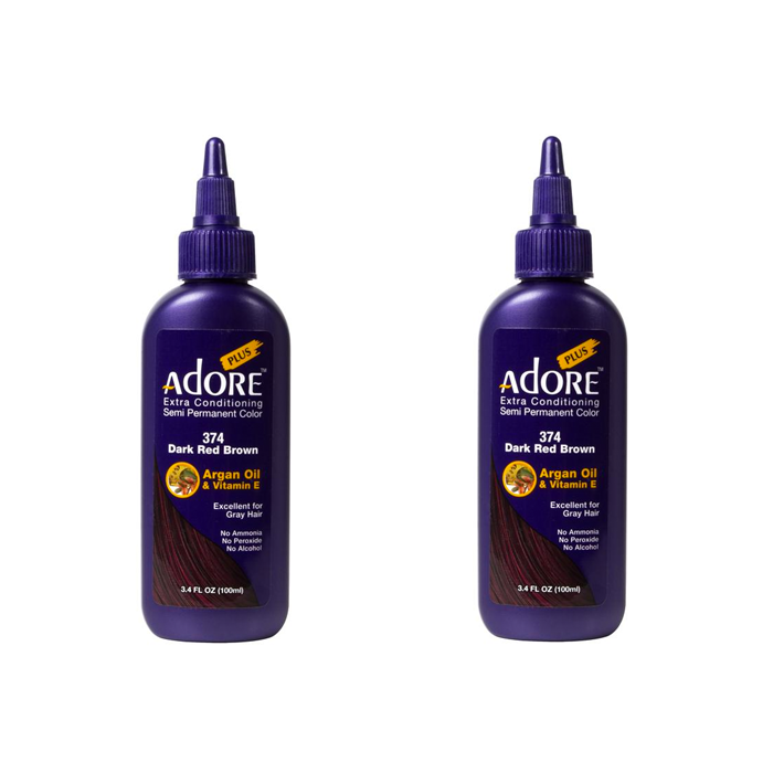 Adore Plus Semi Permanent Hair Colour Dark Red Brown 374 Duo - 100mL - AtsiHairSupplies
