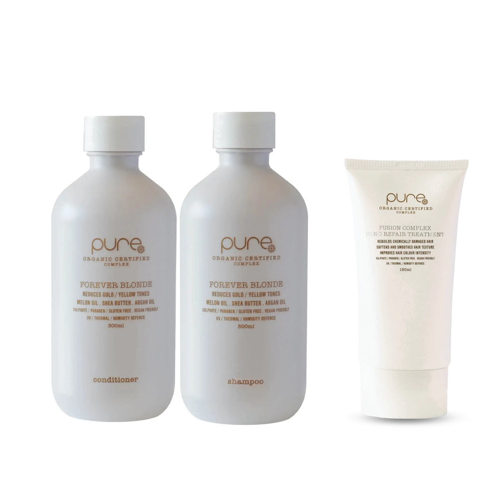 Pure Forever Blonde Trio Pack Shampoo/Conditioner/Fusion Complex - AtsiHairSupplies