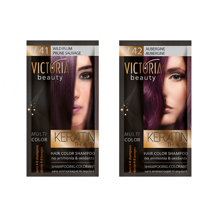 Victoria Beauty Keratin Therapy Hair Colour Shampoo V41 & V42 Duo (Wild Plum & Aubergine) - AtsiHairSupplies