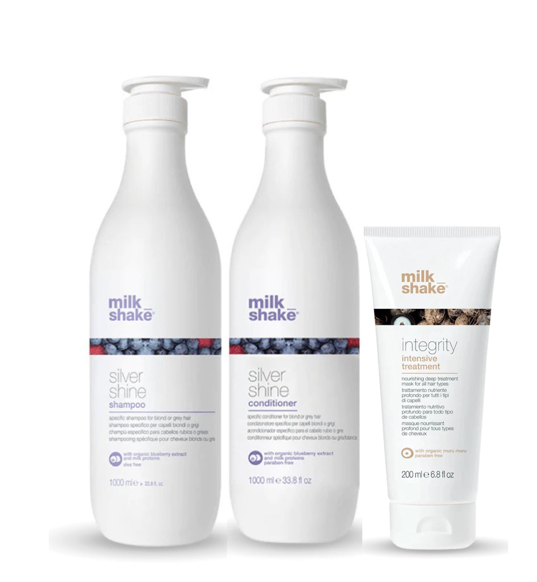 milk_shake Silver Shine Shampoo & Conditioner + Integrity Treatment - Trio Pack (2x1L + 200ml) - AtsiHairSupplies