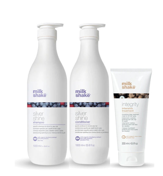 milk_shake Silver Shine Shampoo & Conditioner + Integrity Treatment - Trio Pack (2x1L + 200ml) - AtsiHairSupplies