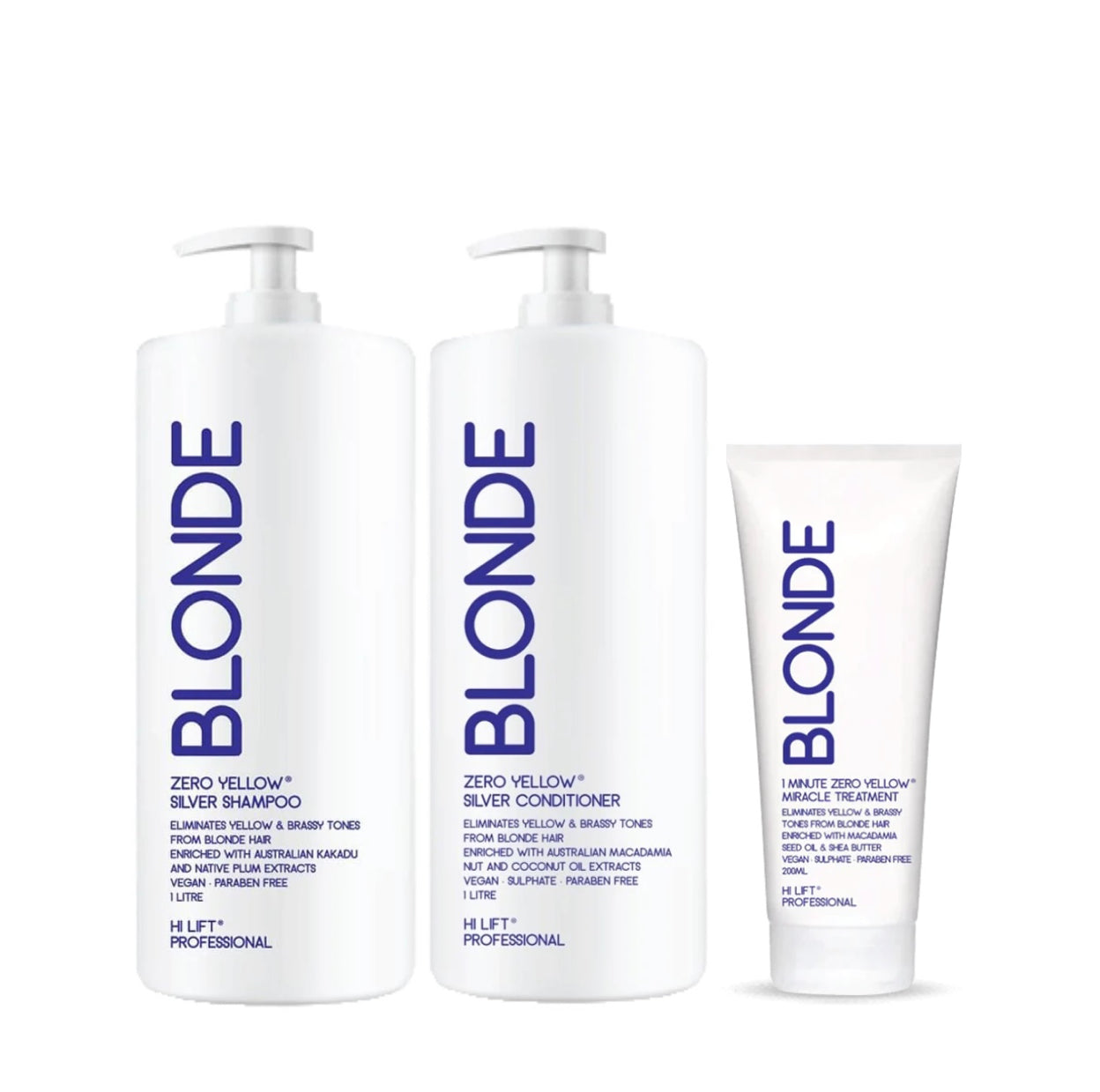 Hi Lift BLONDE Pack Shampoo Conditioner & BLONDE 1 Minute Treatment Pack 2x1L + 200ml - AtsiHairSupplies