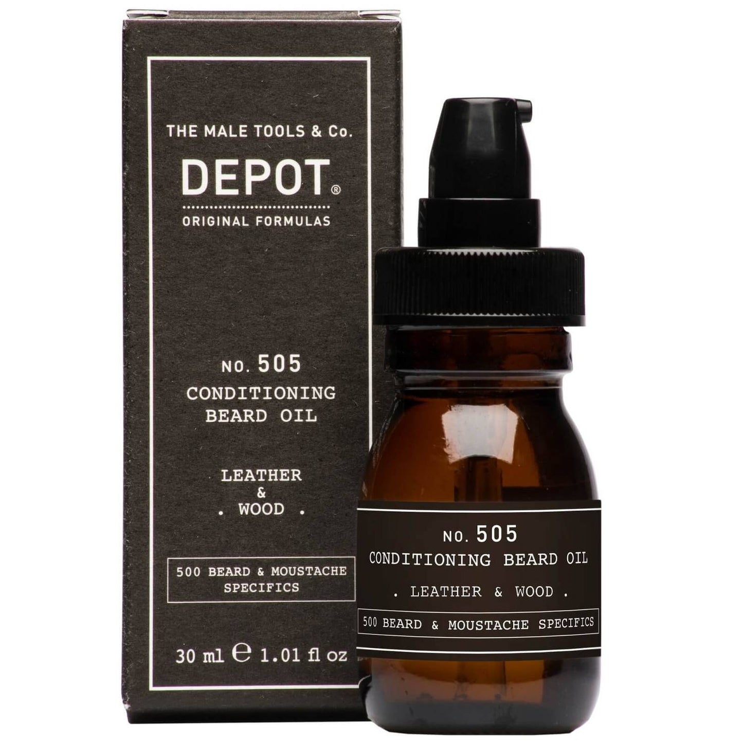 DEPOT NO. 505 CONDITIONING BEARD OIL .LEATHER & WOOD. 30ml - AtsiHairSupplies