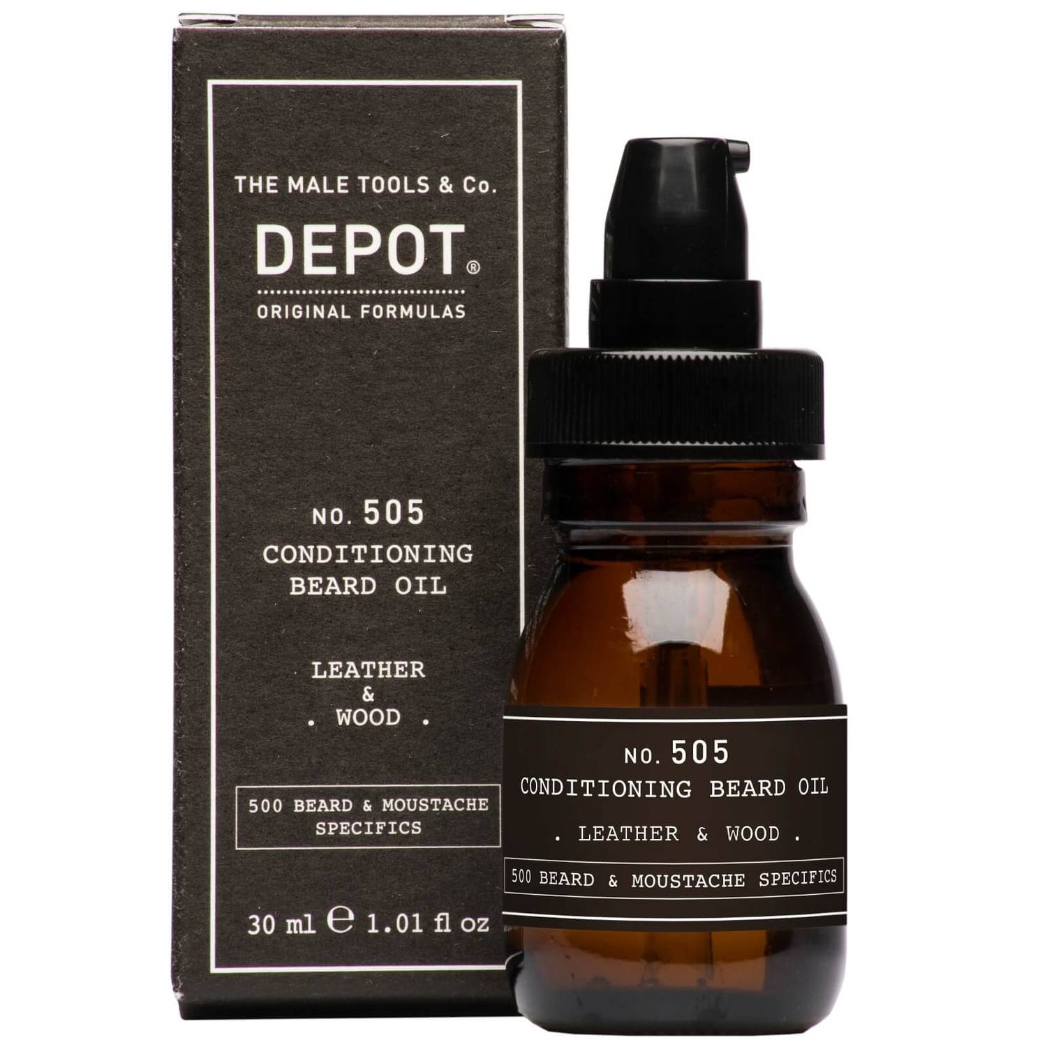 DEPOT NO. 505 CONDITIONING BEARD OIL .LEATHER & WOOD. 30ml - AtsiHairSupplies